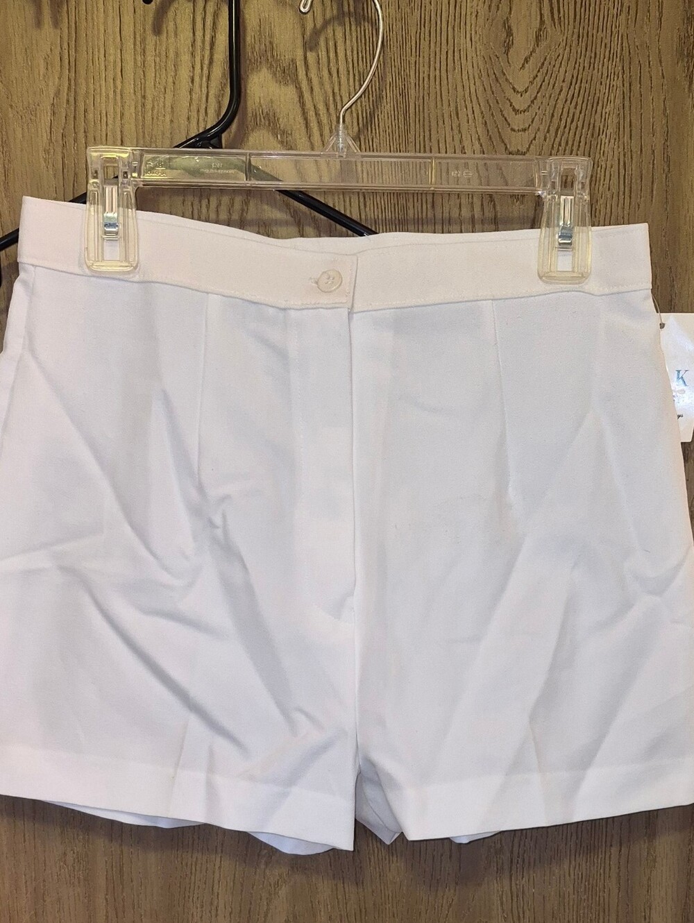 Vintage White Miss K Polyester Womens Shorts Size M L 16 Retro New High Rise
